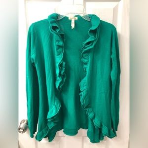 Matilda Jane green ruffle cardigan, XS